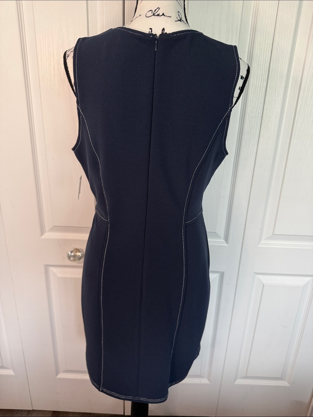 Donna Morgan Sleeveless Mini with Princess Seaming in Navy Blazer - Picture 4 of 7